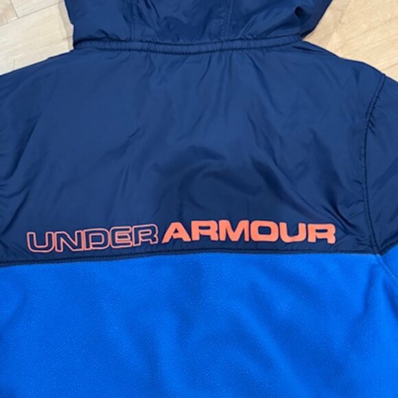 Under Armour Jacket Boys Sz 6 ColdGear Fleece Hooded Orange Logo Outdoor Wear - Picture 4 of 5
